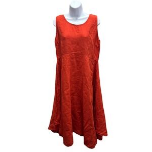 Vanessa Zani Dress Women's Medium Red‎ Made In Italy 100% Linen Sleeveless Boho